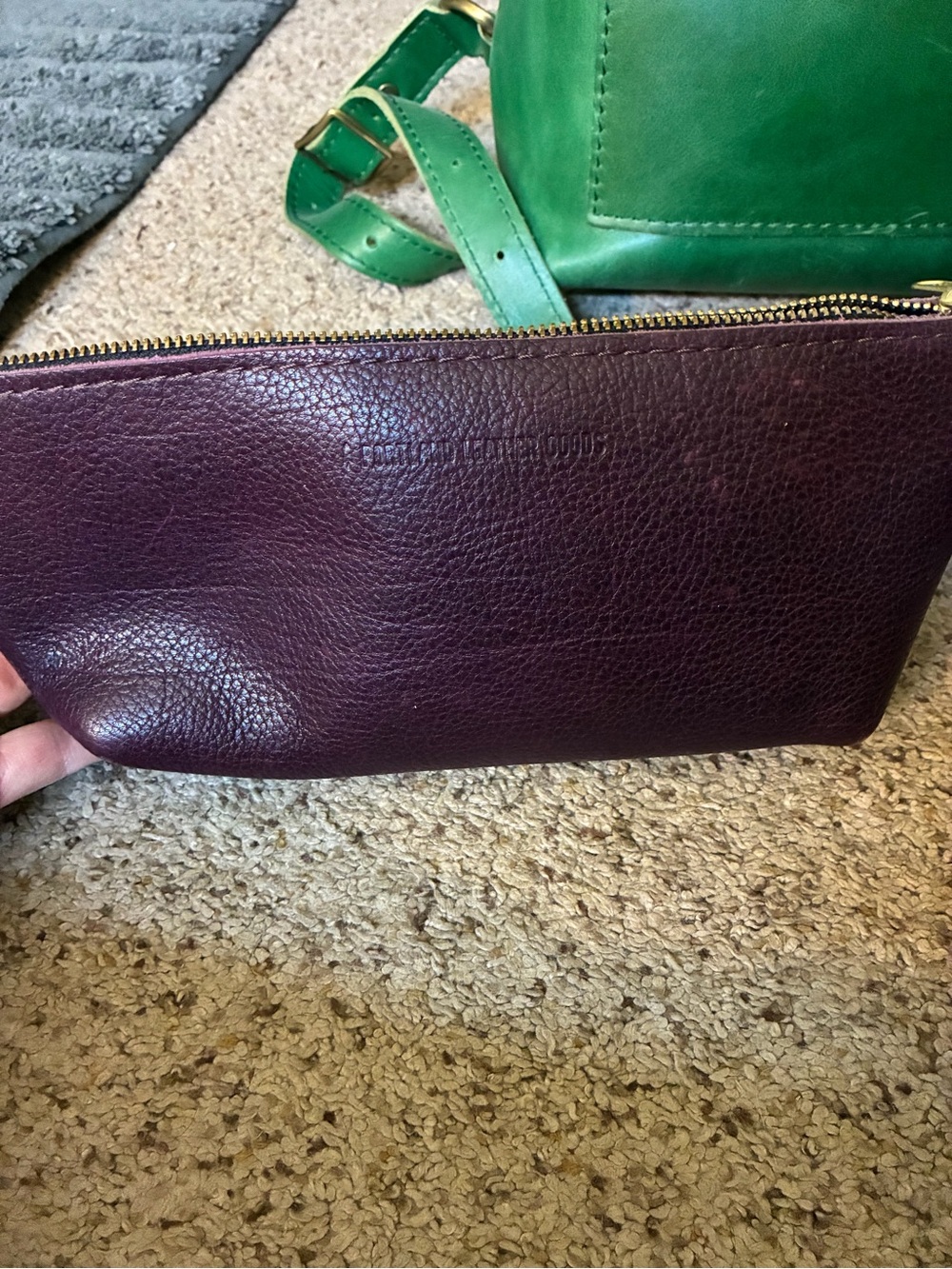 Portland Leather Goods Plum Leather Utility Zip Pouch